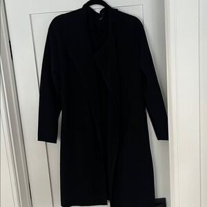 Women's Black Heavyweight Coatigan Sweater with Pockets.